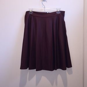 Faux Leather Maroon Skirt!! A Line
